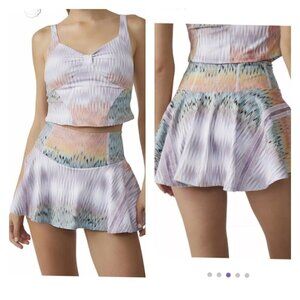 Free People Sunspace Pleats And Thank You Printed Lace Skort Tennis Large Skirt